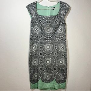 THE LIMITED Black/White/Mint Green Cap Sleeved Dress